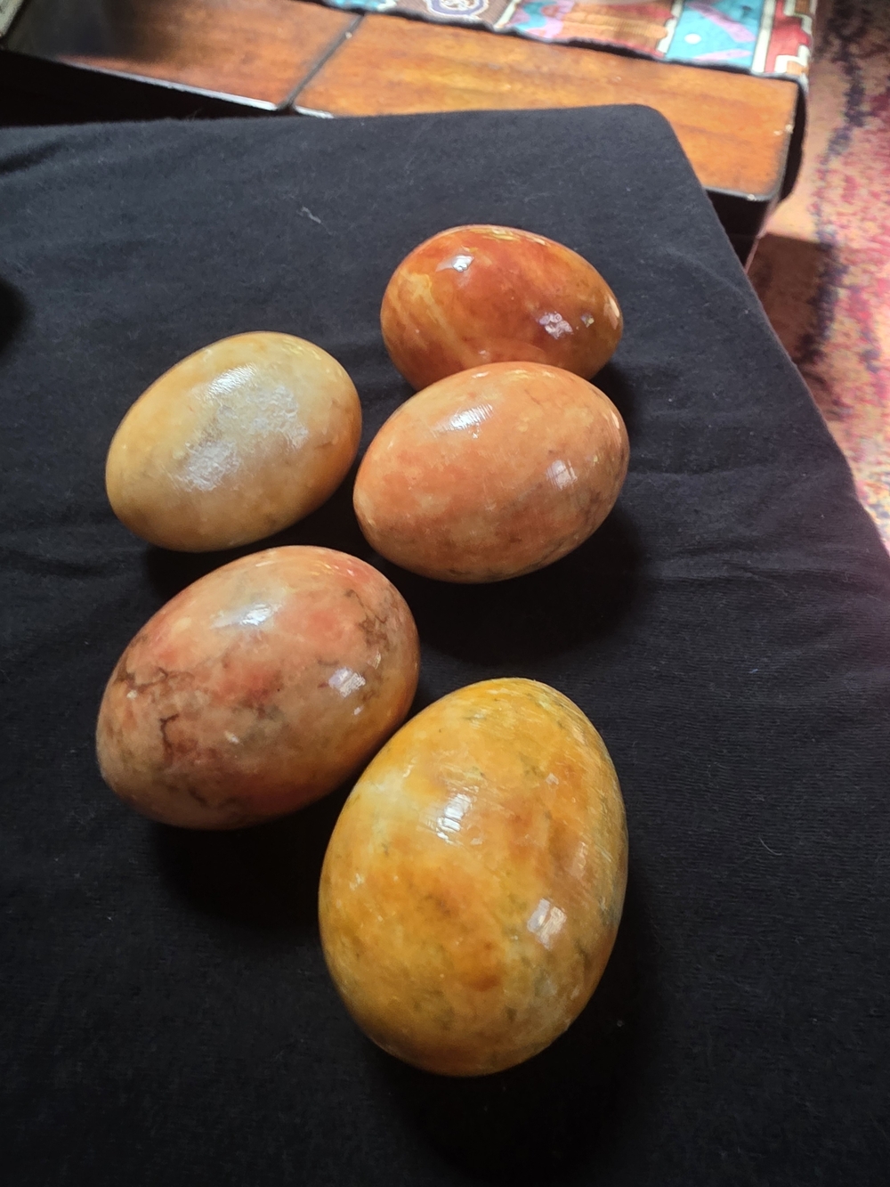 Polished Decorative Stone Eggs in Yellow and Orange Tones